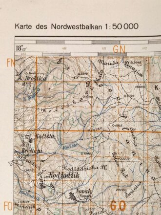 Deutsche Heereskarte 1943 "Vrbjani" Nordmazedonien