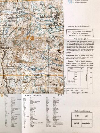 Deutsche Heereskarte 1943 "Jablanica" Bosnien und Herzegowina