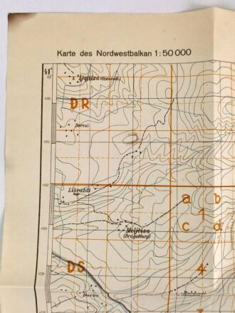 Deutsche Heereskarte 1943 "Prenjasi" Albanien