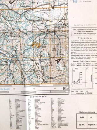 Deutsche Heereskarte 1943 "Prenjasi" Albanien