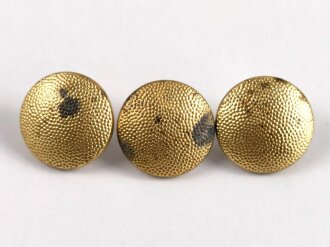 3 Stück goldene Knöpfe für einen Dienstrock, Durchmesser 20mm