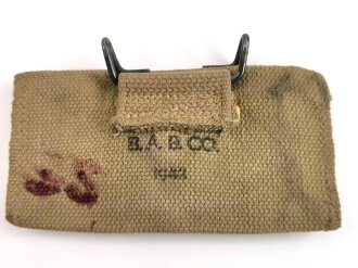 U.S. WWII Bandage pouch. Khaki, dated 1942, used