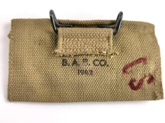 U.S. WWII Bandage pouch. Khaki, dated 1942, used