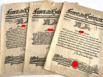 "Front und Heimat" Soldatenzeitung des Gaues Schwaben. 3 Ausgaben von 1943