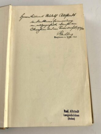 "Volk ohne Raum" von Hans Grimm. Mit Widmung eines Hauptamnn und Kompanie Chef von 1939/40, 1299 Seiten, DIN A5, gebraucht