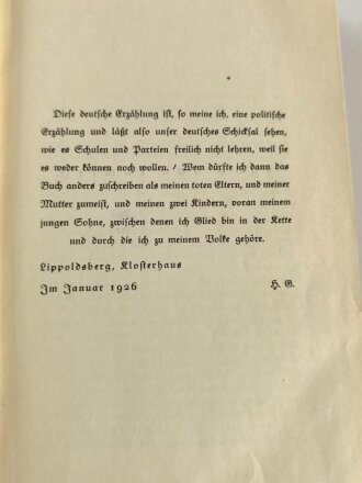 "Volk ohne Raum" von Hans Grimm. Mit Widmung eines Hauptamnn und Kompanie Chef von 1939/40, 1299 Seiten, DIN A5, gebraucht