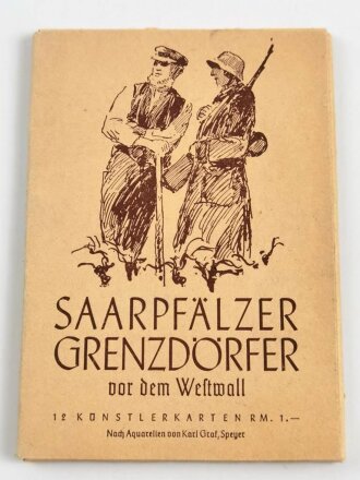 "Saarpfälzer Grenzdörfer vor dem Westwall" 12 Ansichtkarten in Hülle, sehr guter Zustand