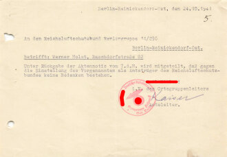 Reichsluftschutzbund, Papierkonvolut für einen Blockwart und Amtsträger in der Landesgruppe Groß-Berlin