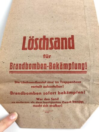 Luftschutz Papiertüte " Löschsand für Brandbomben.Bekämpfung" Ungebraucht, selten