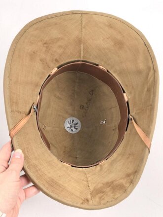 Italien, Tropenhelm Modell 1940. Ungetragenes Stück mit der originalen Umverpackung. Kopfgrösse 55