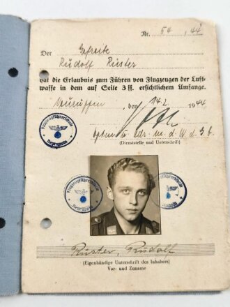 Luftwaffen Flugzeugführerschein, ausgestellt...