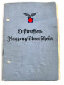 Luftwaffen Flugzeugführerschein, ausgestellt Neuruppin 14.2.1944 , erteilt durch Flugzeugführerschule B2. Die Hakenkreuze übermalt, gelocht