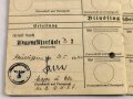 Luftwaffen Flugzeugführerschein, ausgestellt Neuruppin 14.2.1944 , erteilt durch Flugzeugführerschule B2. Die Hakenkreuze übermalt, gelocht