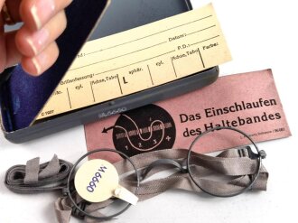 Masken-Brille Wehrmacht, nicht ausgegebenes Set aus altem Fabrikbestand