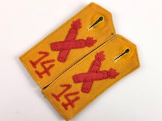 1.Weltkrieg,  Paar Schulterklappen für einen Angehörigen im Fußartillerie Regiment 14 Straßburg