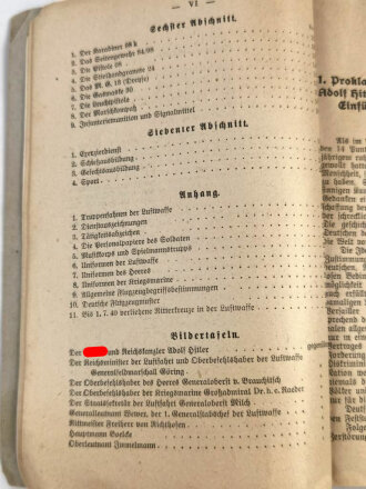 "Der Dienstunterricht in der Luftwaffe", Jahrgang 1940, 300 Seiten, stark gebraucht, ca. DIN A5