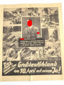 Völkischer Beobachter, kostenlose Sonderausgabe, "Die Parole am 10. April:" 1938