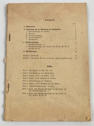 Funkgerät Fu 5 und Fu 2 für Panzerkampfwagen III Dienstvorschrift, Umschlag und Deckblatt fehlt