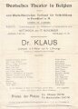 1. Weltkrieg, Deutsches Theater in Belgien, "Dr. Klaus" 