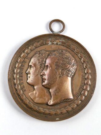 Medaille 1818 Bronze , Friedrich Wilhelm III von Preussen und Alexander I von Russland