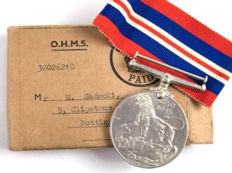 Großbritannien, 1939-1945 British WWII War Medal, in shipping envelope dated 1951