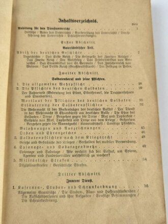 "Der Dienstunterricht im Heere, Ausgabe für den Schützen der Schützenkompanie" Jahrgang 1940, 332 Seiten, mehrere Seiten geklebt, stark gebraucht