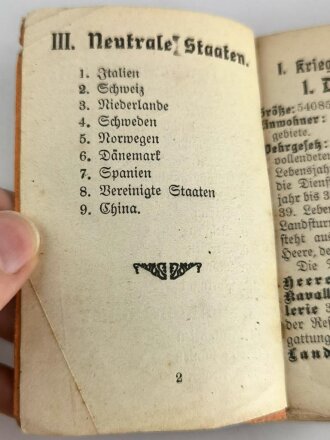 1. Weltkrieg, "Heere und Flotten - Ein Nachschlagewerkchen über die Stärkenverhältnisse der Kriegsführenden Mächte" stark gebraucht, 64 Seiten