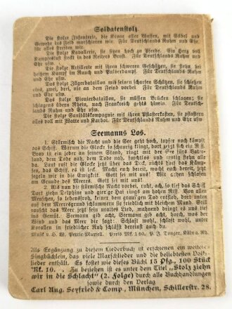 1. Weltkrieg, "Stolz ziehn wir in die Schlacht. 1914 Soldatenlieder 1916" gebraucht, 64 Seiten