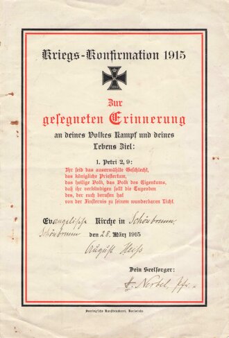 1. Weltkrieg, "Kriegs-Konfirmation 1915 - Zur...