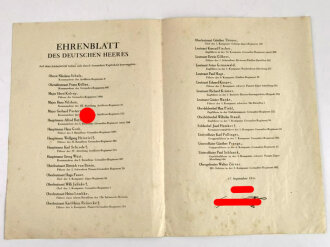 "Ehrenblatt des deutschen Heeres" 4-Seitig, datiert 1944, fleckig