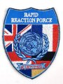 UN Friedenstruppe, Ärmelabzeichen "Rapid reaction Force " badge, Rückseitig Klebereste