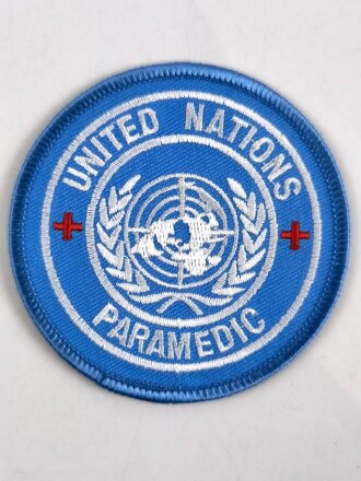 UN Friedenstruppe, Ärmelabzeichen "United Nations Paramedic" badge, Rückseitig Klebereste