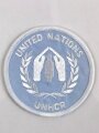 UN Friedenstruppe, Ärmelabzeichen "United Nations UNHCR" badge, Rückseitig Klebereste