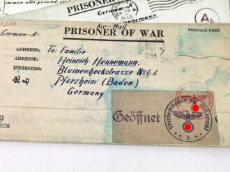 34 Stück Kriegsgefangenenkarten / Prisoner of war Mail  eines in den USA Camp Hale, Colorado inhaftierten. U.S. und Deutsche Zensur