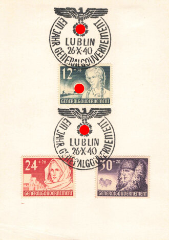 Lublin, 26.10.40, Ein Jahr Generalgouvernement  Sonderkarte/ Gedenkkarte