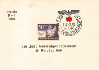 Lublin 26.10.40, Ein Jahr Generalgouvernement  Sonderkarte/ Gedenkkarte