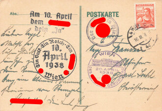 Wien 10.April 1938, Postkarte gelaufen
