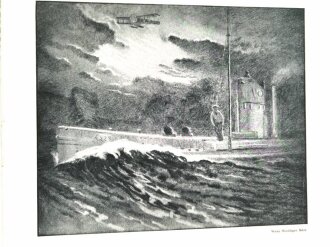 "Hohe Meereswacht auf Helgoland im Kriege 1915" Gezeichnet und herausgegeben von Georg Klages 1915.  10 Drucke sowie Vorsatzblatt. maße jeweils 32 x 38cm, die Mappe defekt