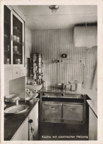 Ansichtskarte " Küche mit elektrischer Heizung" Aufnahme des Luftschiffbau Zeppelin