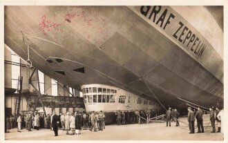 Ansichtskarte "Graf Zeppelin startbereit in der Halle" Stempel Zur Erinnerung an den Besuch in der Zeppelin Luftschiffwerft