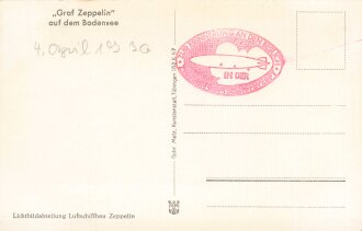 Ansichtskarte "Graf Zeppelin auf dem Bodensee" Stempel Zur Erinnerung an den Besuch in der Zeppelin Luftschiffwerft