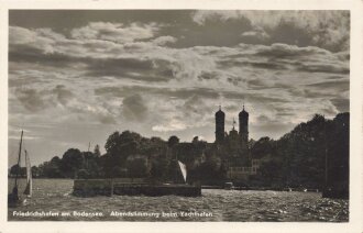 Ansichtskarte "Friedrichshafen am Bodensee " Stempel Zur Erinnerung an den Besuch in der Zeppelin Luftschiffwerft