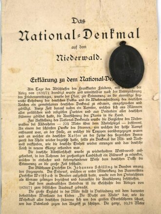 National Denkmal auf dem Niederwald, Gedenkmedaille 1883, dazu ein Heft " Erklärung zu dem National Denkmal"