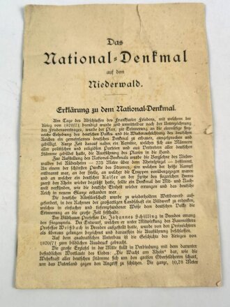 National Denkmal auf dem Niederwald, Gedenkmedaille 1883, dazu ein Heft " Erklärung zu dem National Denkmal"