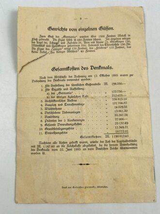 National Denkmal auf dem Niederwald, Gedenkmedaille 1883, dazu ein Heft " Erklärung zu dem National Denkmal"