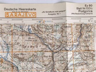 Deutsche Heereskarte 1943 "Podgorica" Montenegro