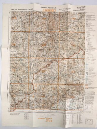Deutsche Heereskarte 1943 "Rozden" Nordmazedonien