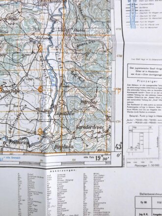 Deutsche Heereskarte 1943 "Prokuplje" Serbien