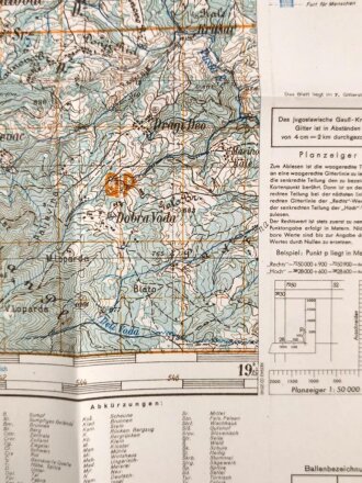 Deutsche Heereskarte 1943 "Konjuša" Serbien