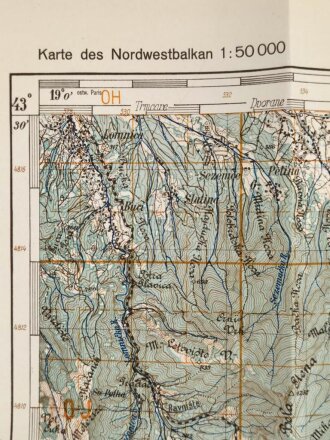 Deutsche Heereskarte 1943 "Vukanja" Serbien